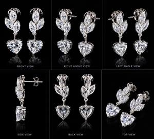 Pendientes de Diamantes Cultivados en Laboratorio con Corte Corazón Romántico, Engaste de Bisel, Chapados en Rodio y Oro, para Mujer, Regalo de Boda, Joyería - Product Image 5