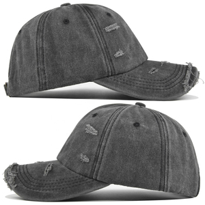 Casquettes de baseball vintage personnalisées en gros, de haute qualité, effet usé, en jean déchiré, ajustables, non structurées, en coton, unisexes, avec image - Product Image 5