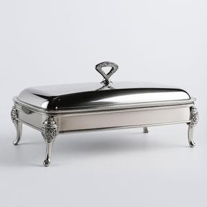 Premium Rectangular Silver Chafing Dish <b>Mirror</b> Finish Stainless Steel Buffet Food Warmer Luxury Catering Server Single Unit - Product Image 1