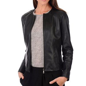 Cheap Price Women Leather Jacket New Arrival Winter Knitted Customized Color High Quality Front Logo Breathable Leather Jacket - Product Image 1