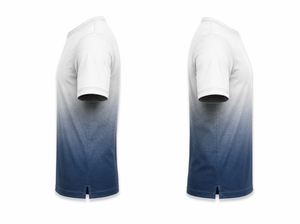 Men's O-Neck Gradient Color Short Sleeve T-Shirt Regular Fit Knitted Casual Front Logo Design Solid Pattern - Product Image 4