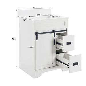 Mobile bagno da 24 pollici con lavabo singolo, stile rustico, con video, da incasso sotto il mobile e ante scorrevoli a granaio - Product Image 6