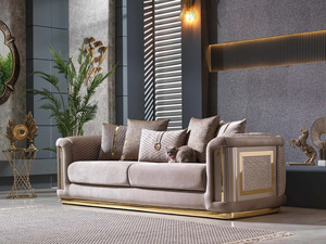 Luxury Solid Teak Wood <b>Sofa</b> Set Modern Glam Velvet 3 2 1 1 Seater <b>Gold</b> Inlay <b>Sofa</b> Coffee Table Villa Living Room Furniture - Product Image 6