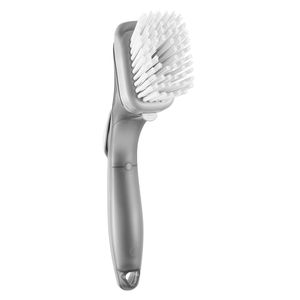 Spazzola per pentole con 3 testine, manico in PP e setole curve per la pulizia della cucina - Product Image 3