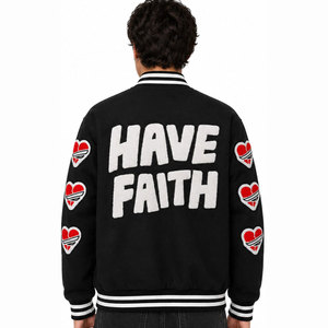 Wholesale 100% Wool Lettermen Varsity <b>Jackets</b> for <b>Men</b> Premium Leather Stand Collar Front Windproof Quick Dry Custom Latest - Product Image 3