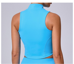 Débardeur zippé sans manches pour femme avec logo personnalisé, vêtement de sport décontracté, idéal pour la gym et le fitness - Product Image 5