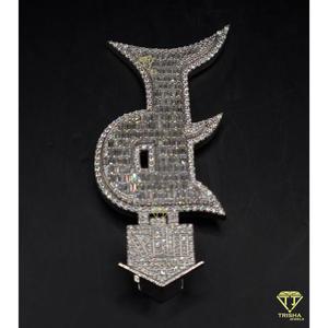 Collar con Colgante de Inicial 'P' en Forma de Baguette con Diamante Cultivado en Laboratorio, Joyería Hip Hop Brillante, Regalo - Product Image 1