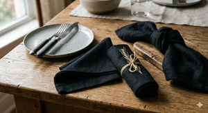 Wholesale Bulk Black Organic Cotton Napkins Handmade <b>Square</b> Napkin Reusable Washable for Dining Home Use Holiday's Day Decor - Product Image 5