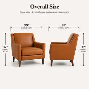 Sillón de Cuero Moderno de Mediados de Siglo con Patas de Madera Maciza, Silla para Sala de Estar, Mueble de Ocio Duradero, Sillón de Cuero Decorativo - Product Image 2