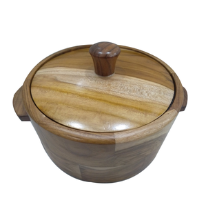 Ensemble de boîtes à casserole et à chapati 100 % bois avec couvercle en bois sculpté pour aliments, bijoux, cravates et vêtements, personnalisable - Product Image 1