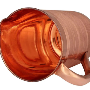 Copper jug set with matte texture finish modern style <b>water</b> serving metal set with <b>glasses</b> durable reusable kitchen dining drink - Product Image 1