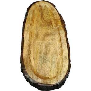 Plateau de service ovale en bois de style médiéval pour la maison, les mariages, les hôtels, les tables, les fruits et les aliments. - Product Image 1