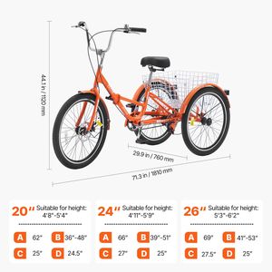 Triciclo Plegable de Aluminio Ligero de 24 Pulgadas para Adultos, Bicicleta de 3 Ruedas con Canasta Trasera Grande - Product Image 2