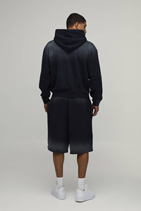 Ensemble sweat à capuche zippé et short oversize pour homme, en coton délavé effet soleil, style streetwear vintage, avec logo personnalisé, respirant - Product Image 5