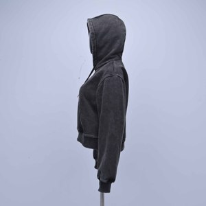 High Quality 100% Cotton Fashion Style Plain Casual Winter Cropped Hoodies Women's Sweatshirts Long Sleeve Breathable Cropped - Product Image 3