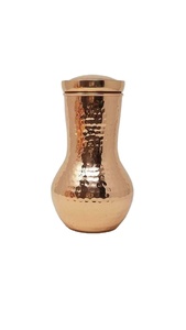 Metal <b>Wave</b> Modern Design Hammered Copper Bottle Matt Finished Barware Kitchen Sustainable Direct Drinking Water Tumblr Style Lid - Product Image 2