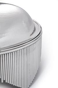 Mayorista de lujo: Plato ovalado para calentar alimentos con tapa de cúpula colgante en oro espejado, efecto diamante martillado, soporte en arco, unidad individual - Product Image 6
