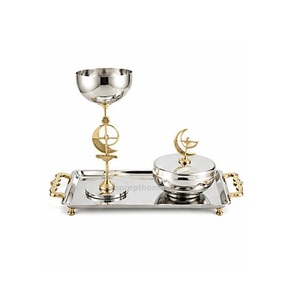 Hand-Made Brass Incense <b>Burner</b> Set with Moon Design and Tray <b>for</b> Religious Use All-Season Decorative Aromatherapy Holder - Product Image 1