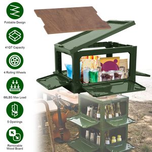 Folding <b>Storage</b> Bin 1pc <b>Collapsible</b> Organizer <b>Box</b> Top Lid Cutting Board Stackable Grocery Container for Camping Grocery <b>Storage</b> - Product Image 1