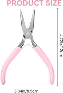 Pince à bec effilé de 4,5 pouces pour la réparation de bijoux, le bobinage de fils et les projets d'artisanat DIY, outil à poignée rose - Product Image 2