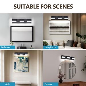 Contemporary LED Bathroom Vanity <b>Light</b> Fixture Dimmable 3-<b>Light</b> Wall <b>Sconce</b> in Matt Black for Over Mirror Lighting - Product Image 5