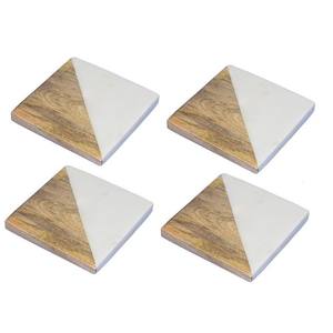 Sous-verres hexagonaux en laiton incrustés de marbre Sous-verres en métal et sublimation naturelle Sous-verres en pierre de marbre personnalisés Vente en gros - Product Image 4