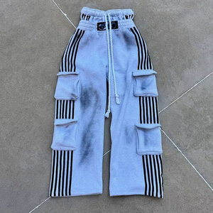 Conjunto de Ropa Deportiva Y2K Personalizada, Sudadera Holgada de Felpa Gruesa y Pantalones Cargo de Pierna Ancha con Múltiples Bolsillos, Venta al Por Mayor - Product Image 4