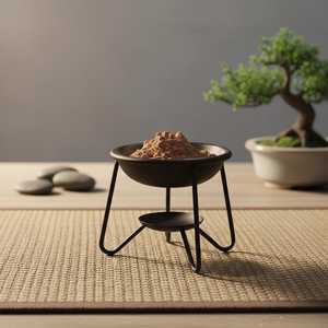 Metal Incense Burner with <b>Candle</b> <b>Warmer</b> Aromatherapy Diffuser Black Minimalist Design For Home Office Desk Use Lowest Price Deco - Product Image 2