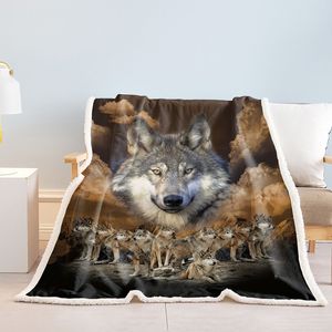 Coperta in flanella con stampa lupo grigio, misura Queen, morbida e calda, per divano, letto, soffa - Product Image 5