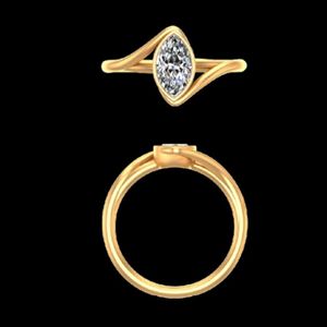 18k Yellow <b>Gold</b> 0.75 Carat Marquise Diamond Engagement <b>Ring</b> Bypass Wave Solitaire Bezel <b>Set</b> Wedding Band Luxury Jewelry For Her - Product Image 2