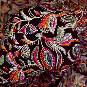 Exclusive Velvet Embroidered <b>Fabric</b> with Luxury Sequin Design for Bridal Dresses Evening Wear and High Fashion Apparel - Product Image 3