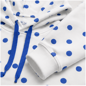 Sudadera con Capucha Personalizada Blanca para Mujer, Corte Recto y Relajado, con Puntos de Polka Espaciados Uniformemente, Algodón Suave Interlock WPHOOD-0010 - Product Image 6