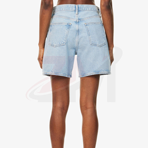 Shorts en jean pour femmes sur mesure OEM, taille haute, coton premium, vêtements décontractés d'été, tissu en coton, style simple - Product Image 3