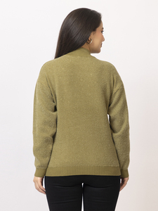Suéter de Punto con Cuello Alto para Mujer, Manga Larga, Color Sólido, con Detalles de Tachuelas, Prenda Casual de Invierno, Elegante y Cálida - Product Image 2
