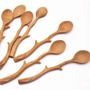 Wooden Sunflower Duo Spoon Factory Direct Vietnam Natural Wood Material For Cooking Serving Kitchen <b>Tool</b> Custom <b>Engraved</b> Logo - Product Image 1