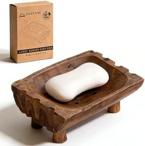 Support de rangement en bois massif pour savon de salle de bain, porte-accessoires de toilette et support de vaisselle - Product Image 4