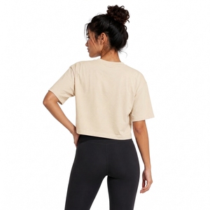 T-shirt court en jersey de coton 100% pour femme, couleur unie, col rond, manches courtes, coupe ample, style décontracté, printemps-été - Product Image 2