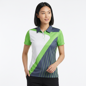 Men's Short Sleeve Polo Shirt Geometric <b>Pattern</b> Green Gray White Quick Dry <b>Knitted</b> Polyester Sporty Regular Fit - Product Image 3