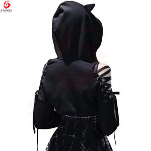 Sudadera Corta con Capucha para Mujer, de Algodón Suave, Forro Polar, Capucha Ajustable, Secado Rápido, Transpirable, para Uso Casual, Invierno y Gimnasio - Product Image 2