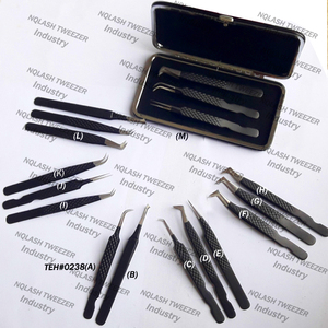 Pinces à cils BlackLash pour extensions de cils, pointe en fibre à 90 degrés avec prise diamantée, pinces à cils pour volume à 45 degrés, noires - Product Image 5