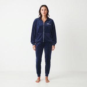 Ensemble de survêtement en velours uni pour femme, veste zippée oversize et pantalon slim à taille élastique, collection hiver, deux pièces - Product Image 5