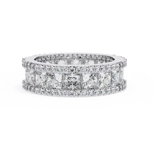 แหวนเพชรทรงกลมหลายแถวแบบวงแหวนกว้าง ดีไซน์สถาปัตยกรรม ทองคำแท้ 18K สำหรับทั้งชายและหญิง ของขวัญวันครบรอบแต่งงาน - Product Image 5