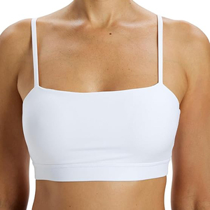 Minimalist White Spaghetti Strap Sports Bra Thin Strap <b>Padded</b> Yoga <b>Running</b> Bra For Women Seamless Gym Fitness Activewear Vest - Product Image 1