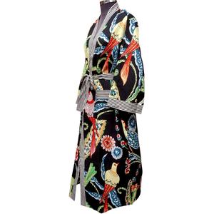 Robe kimono élégante à imprimé floral, douce et respirante, longueur intégrale, manches trois quarts, séchage rapide, décontractée, col en V, fermeture à ceinture, 100% coton - Product Image 2