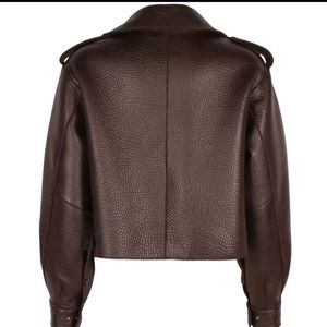 Veste courte Nour Hammour Hatti en cuir marron - Product Image 5