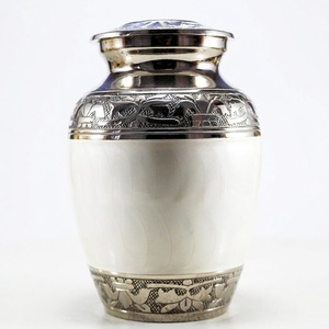Handcrafted Solid Brass Pet Cremation Urn with Gold Paw Prints Pewter <b>Memorial</b> <b>Vase</b> for Dog and Cat Ashes with Lid On Sale - Product Image 4