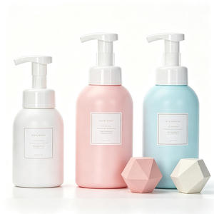 Bouteilles rondes en PE de 300 ml et 500 ml avec pompe à mousse pour savon pour les mains, gel douche, mousse pour le visage, vente en gros - Product Image 1