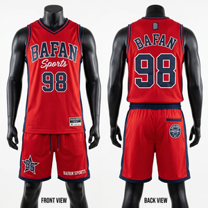 Ensemble d'uniformes de basketball en maille polyester premium 180 GSM, motif flamme tribale rouge et or, pour hommes - Product Image 6