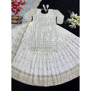 El conjunto de Lehenga para mujer de diseñador para fiesta incluye la hermosa parte superior e inferior de Dupatta para ocasiones especiales - Product Image 2