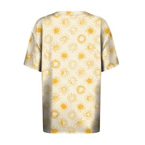 T-shirt pour femme à imprimé géométrique, coupe ample, col rond, manches courtes, décontracté, printemps-été, respirant, en polyester tricoté - Product Image 6
